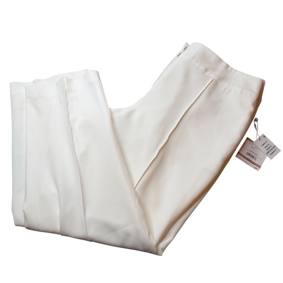 Kasper Pants - Kasper Women's Sz 12  Stretch-Crepe Straight-Leg Pants in Vanilla Ice
